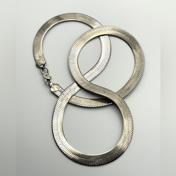 Vintage Men’s 925 Sterling Silver 7mm Wide Herringbone Chain Necklace 20” 28g - Picture 12 of 16